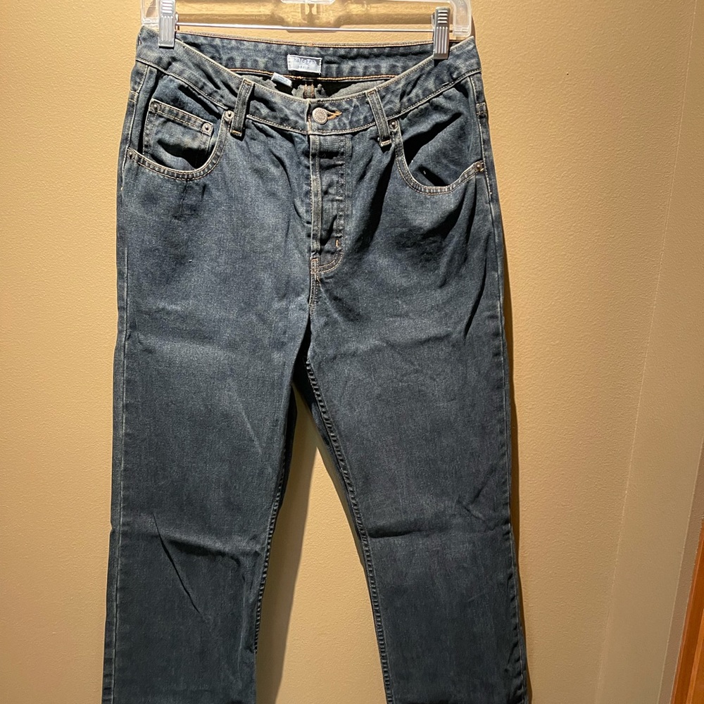 Halogen heavy mid rise boot cut jeans